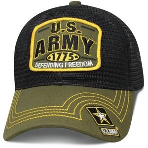 U.S Army 1775 Green Mesh Trucker Baseball Cap Snapback